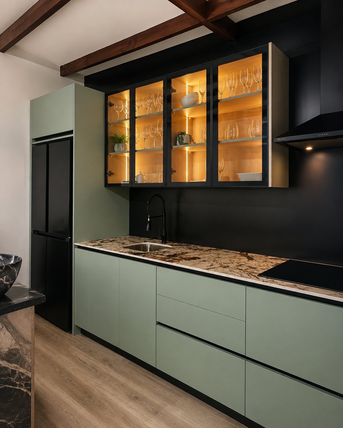 Proyecto de cocina con puertas de aluminio y vidrio FERDOOR