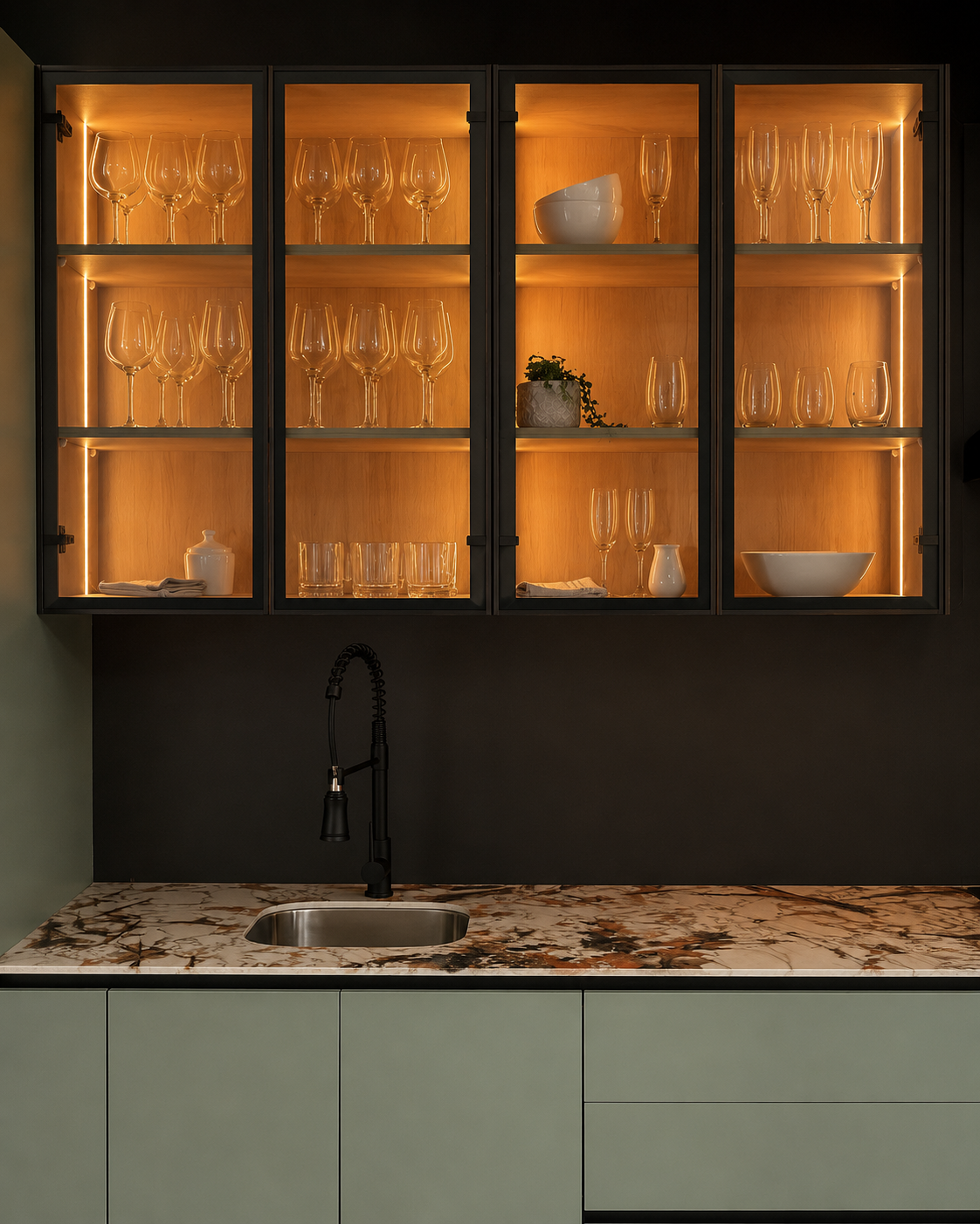 Detalle de vitrinas de aluminio y vidrio FERDOOR